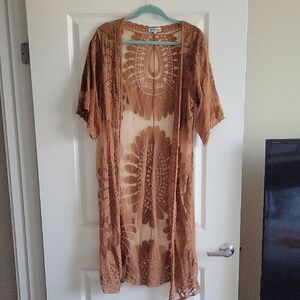 Rebellion Tan/Camel Lace Cardigan Kimono Size Small